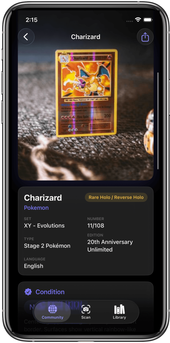 TCG Card Scanner App Interface